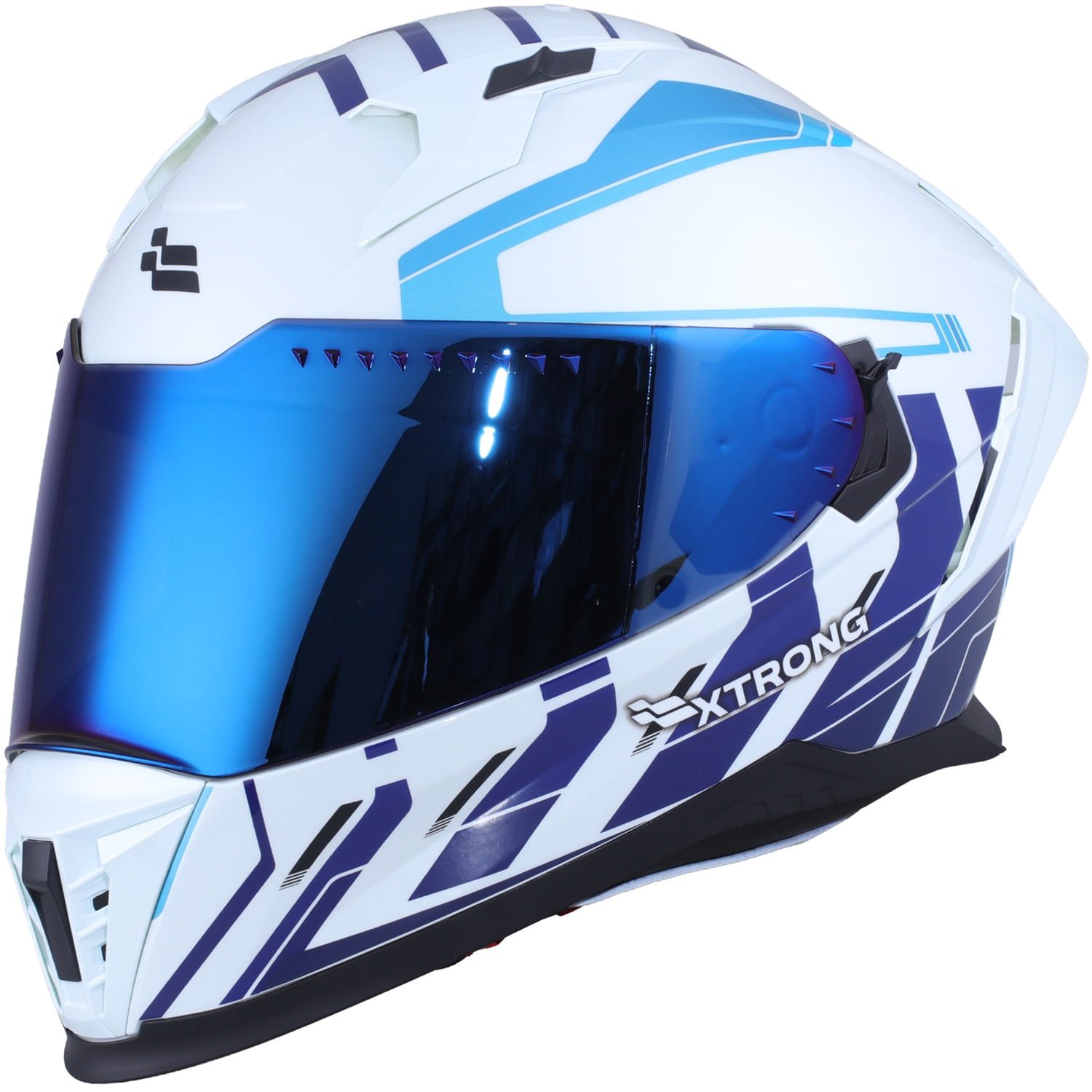 XTR-M69 ECE-2206 XTRONG MACH 1 BLANCO-AZUL BRILLO VISOR AZUL L | SKU17477 - Imagen 3